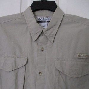 Columbia Mens S/S Beige Cotton Active Fishing Shirt - Size M-L*
